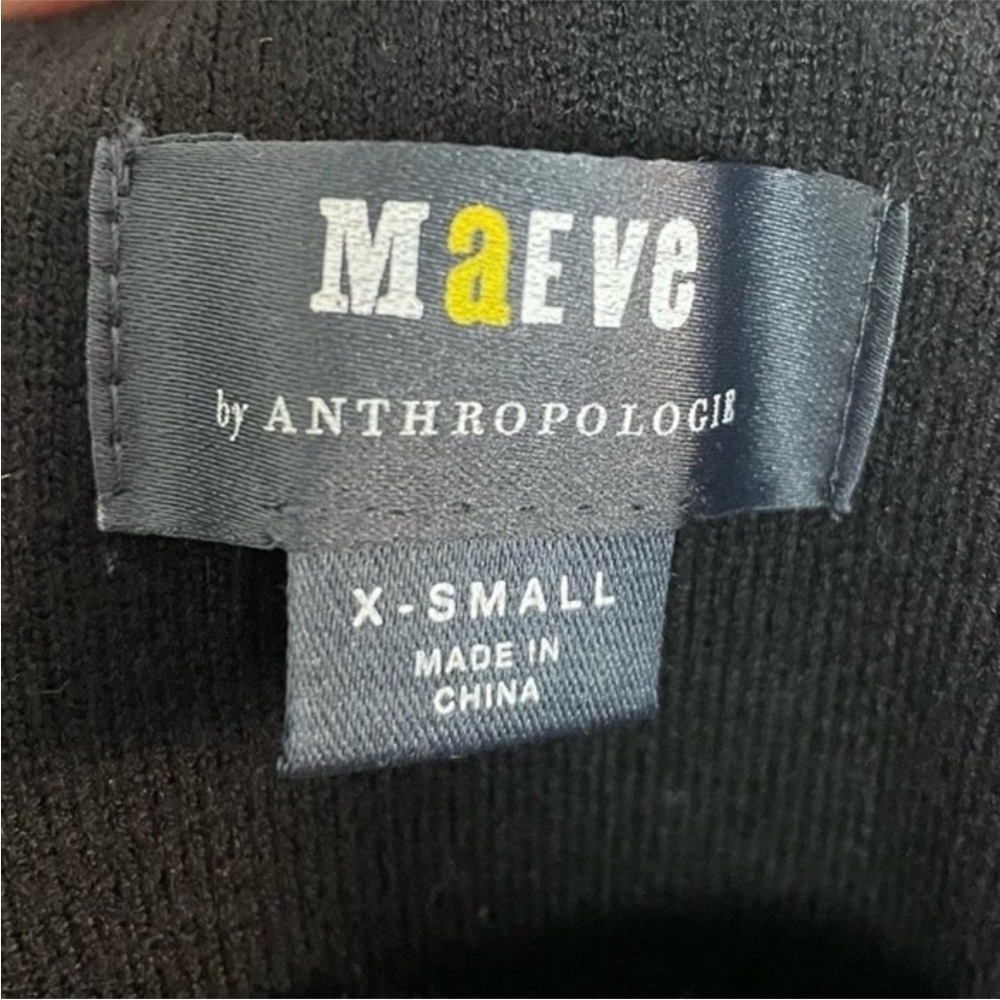 NWOT Anthropologie Maeve Scenic Black Mini Long Sleeve Sweater Knit Dress XS - Picture 11 of 13